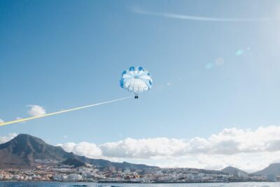 Parascending in Tenerife - Where you launch: Los Cristianos harbour to El Duque beach